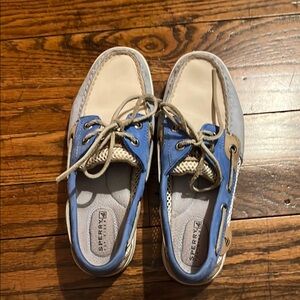 Sperry Blue and Beige Boat Shoes